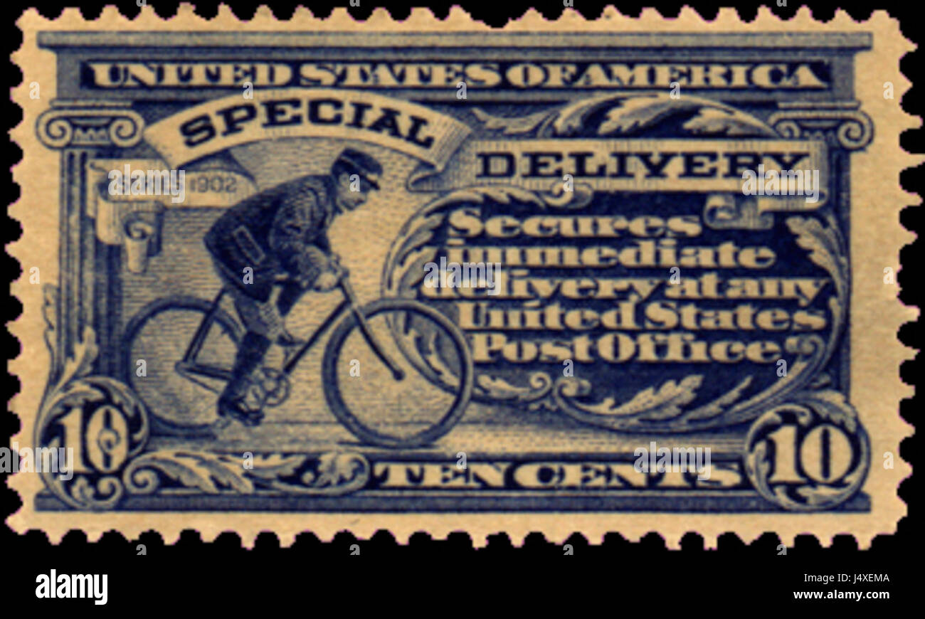 US bike messenger stamp 1902 Stock Photo