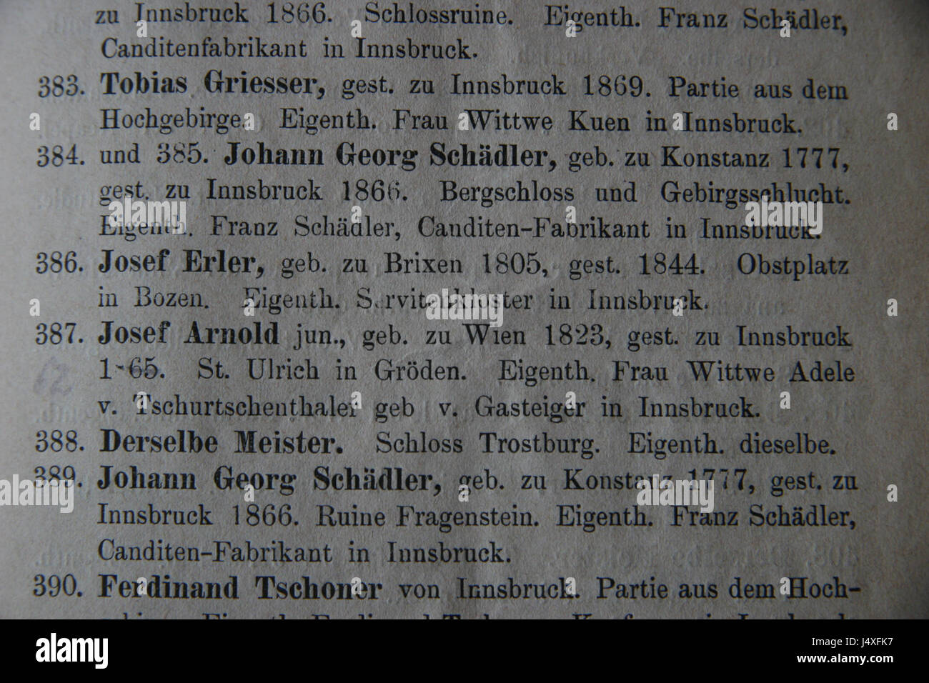 The Tiroler Kunstausstellung 1879, held at the Ferdinandeum, featured works by J. Arnod d.J. showcasing the art and culture of the Tirol region during the late 19th century. Stock Photo