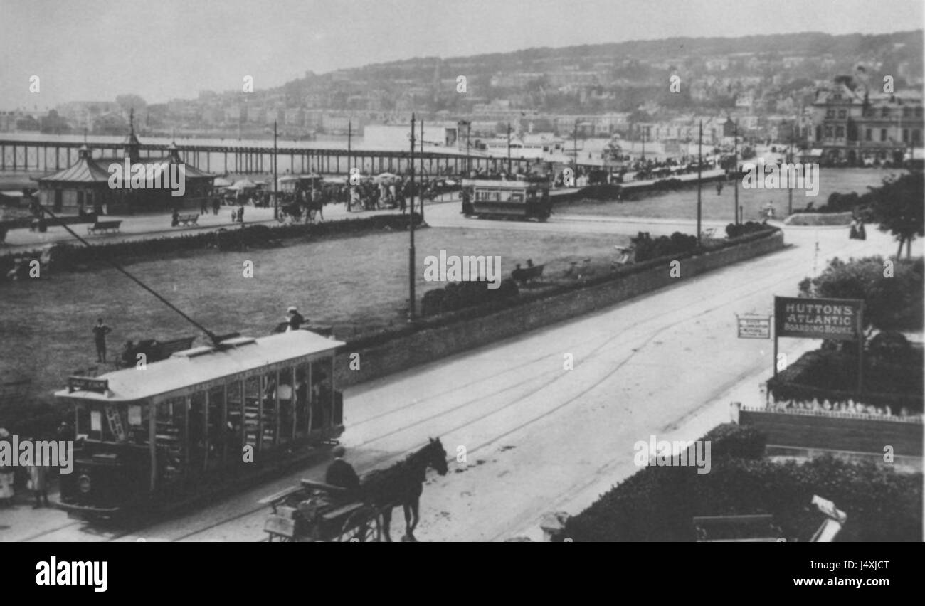 Weston super Mare Beach Lawns with tramcars Stock Photo Alamy