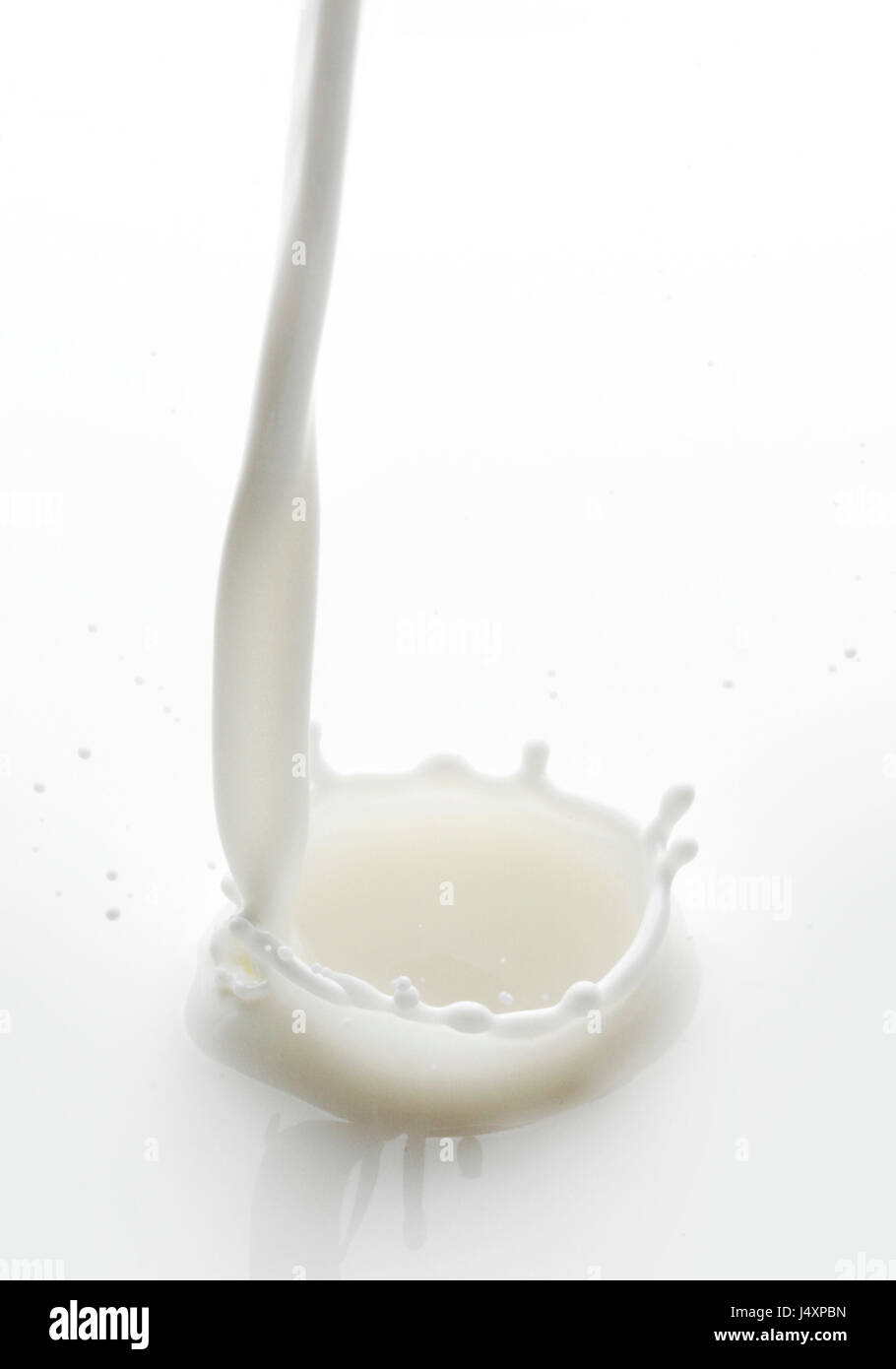 Pouring milk splash on white background macro Stock Photo - Alamy