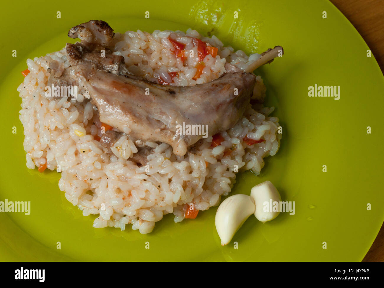 Full Sheep With Rice Rice pilaf with rabbit meat and vegetables. Traditional middle eastern ...