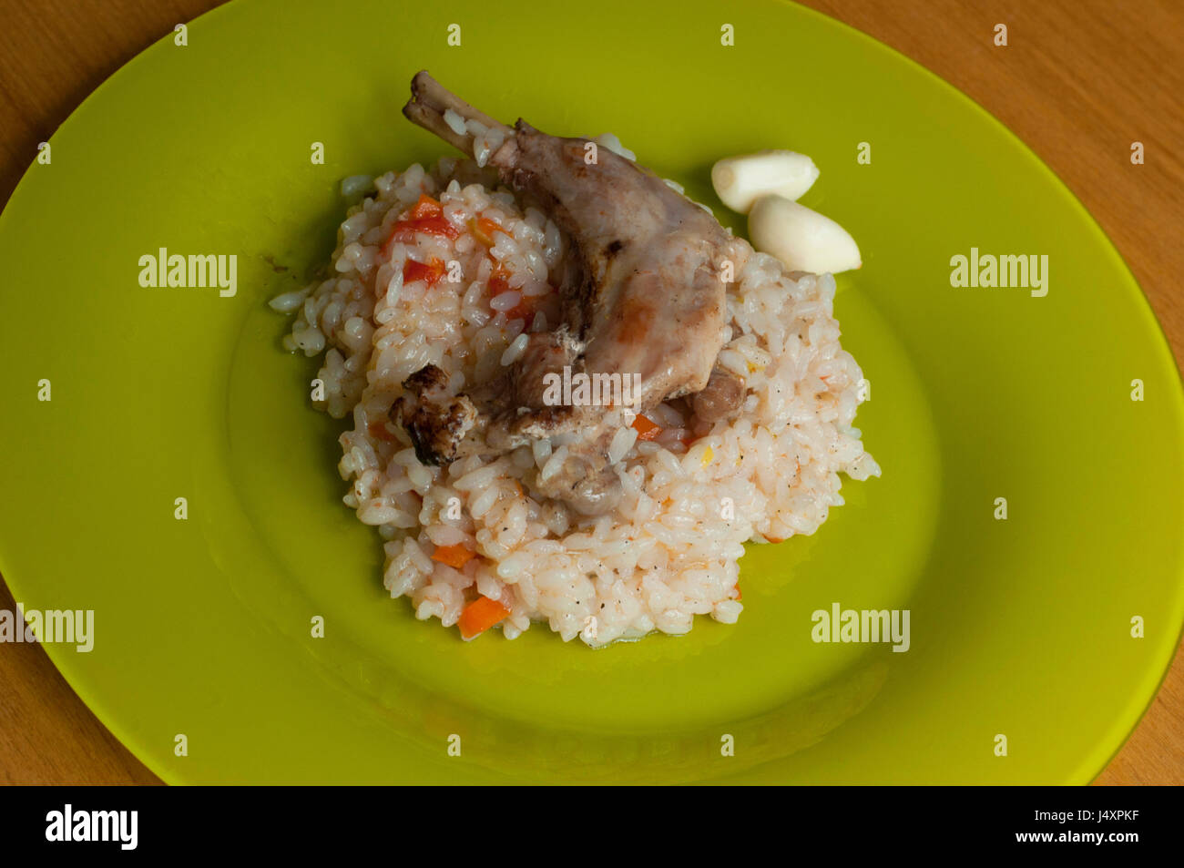 Full Sheep With Rice Rice pilaf with rabbit meat and vegetables. Traditional middle eastern ...