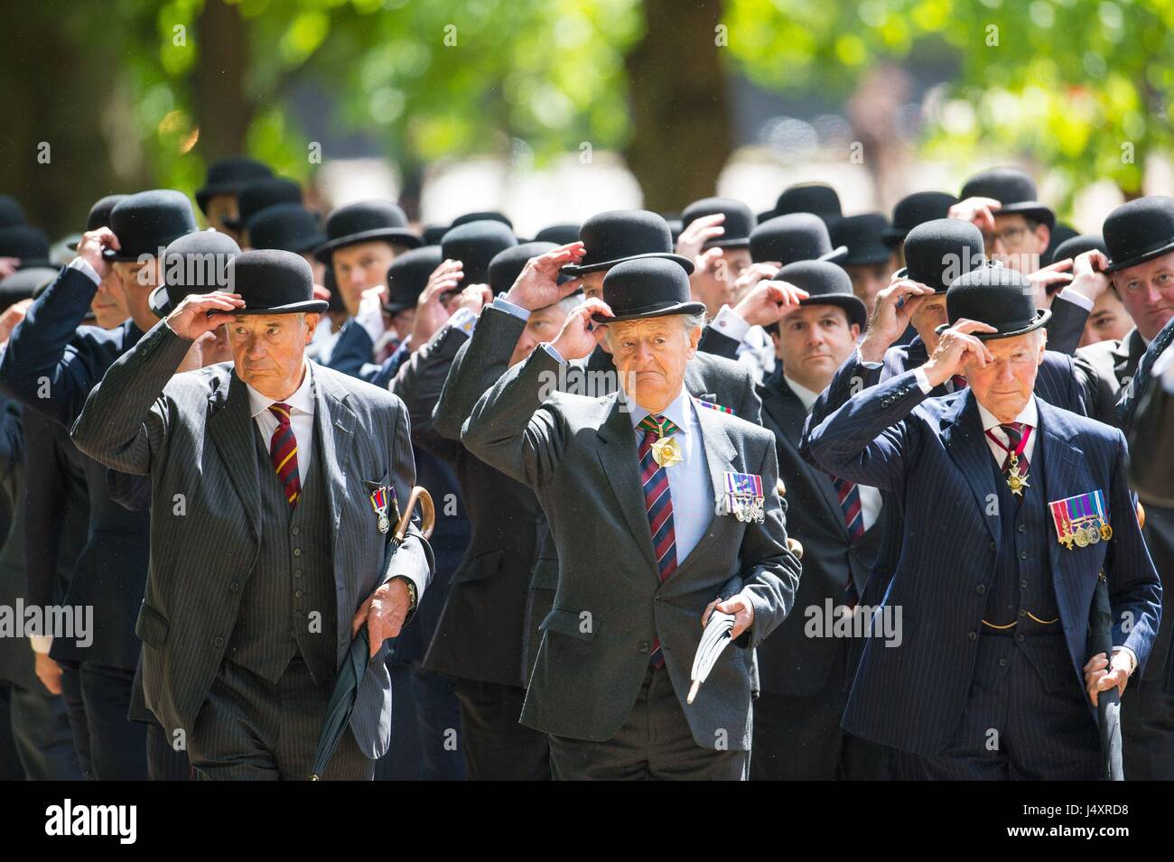 Members of the Combined Cavalry Old Comrades Association take part in their annual parade, in Hyde Park, London. Stock Photo