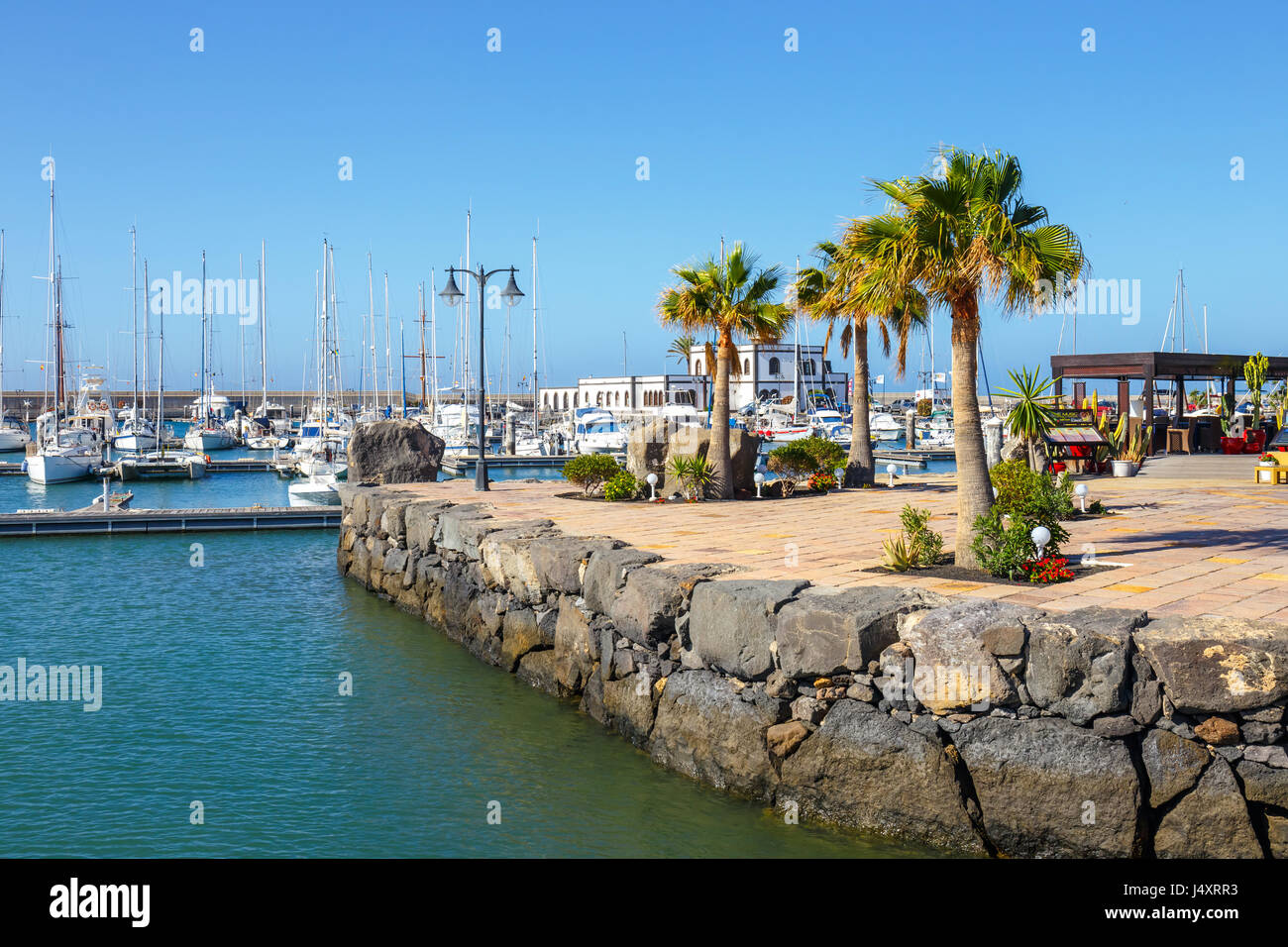 Playa Blanca, Lanzarote, 04 April, 2017 Promenade in Marina Rubicon in