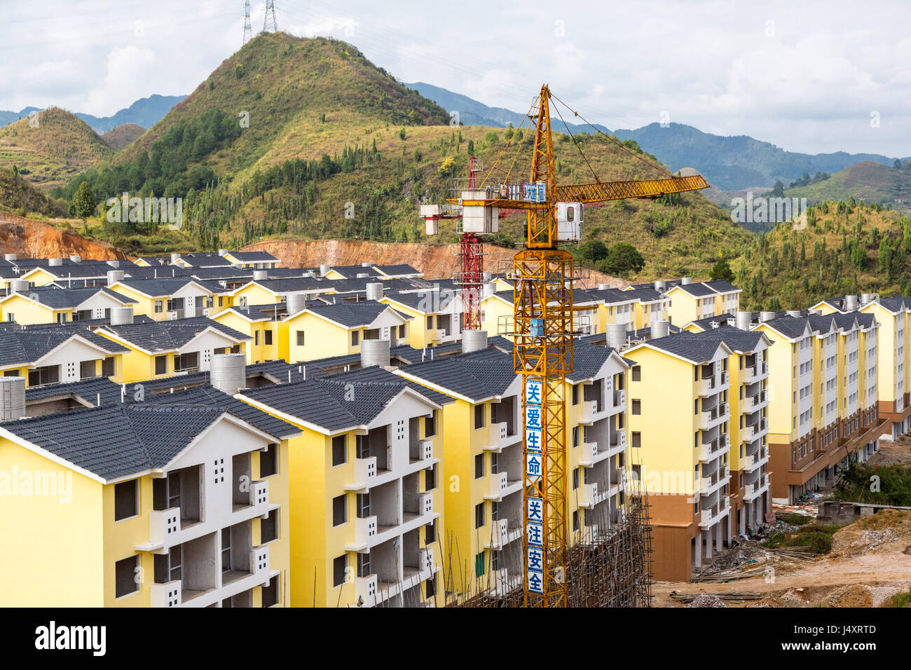 Guizhou, China.  New Urban Growth.  New Apartment Buildings between Zhenyuan and Kaili. Stock Photo