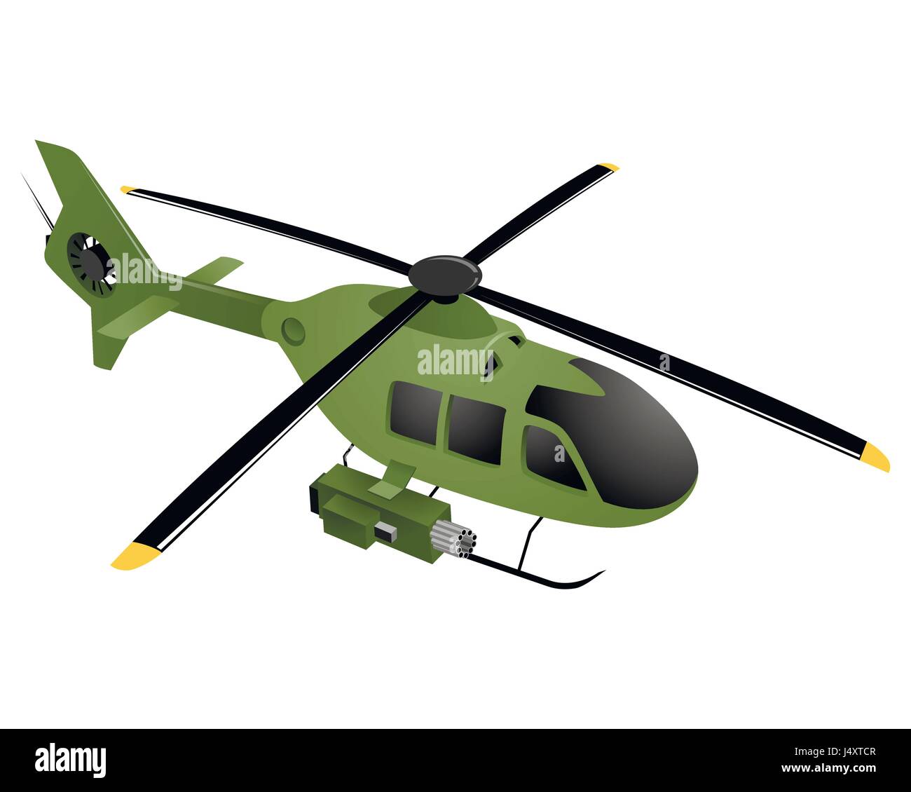 Vector illustration of a green military helicopter Stock Vector Image