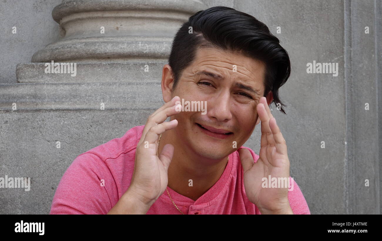 Sad Tearful Adult Male Stock Photo