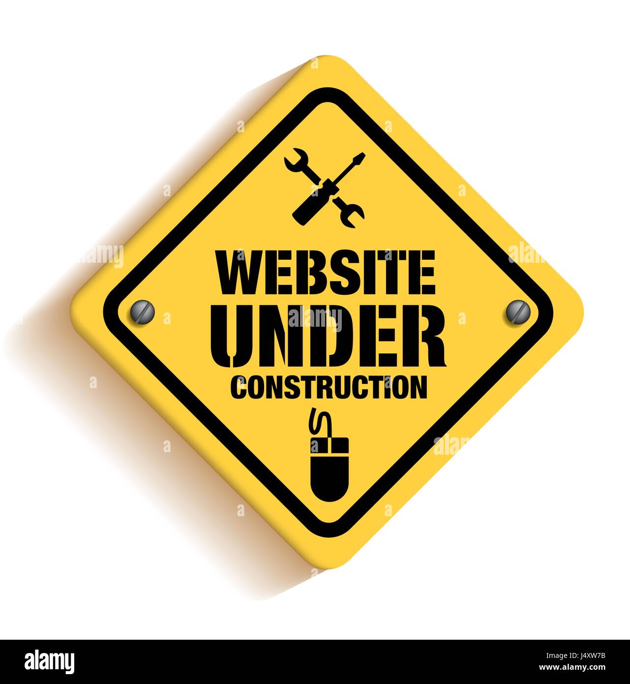 Website Under Construction Warning Symbol Isolated in White Background ...