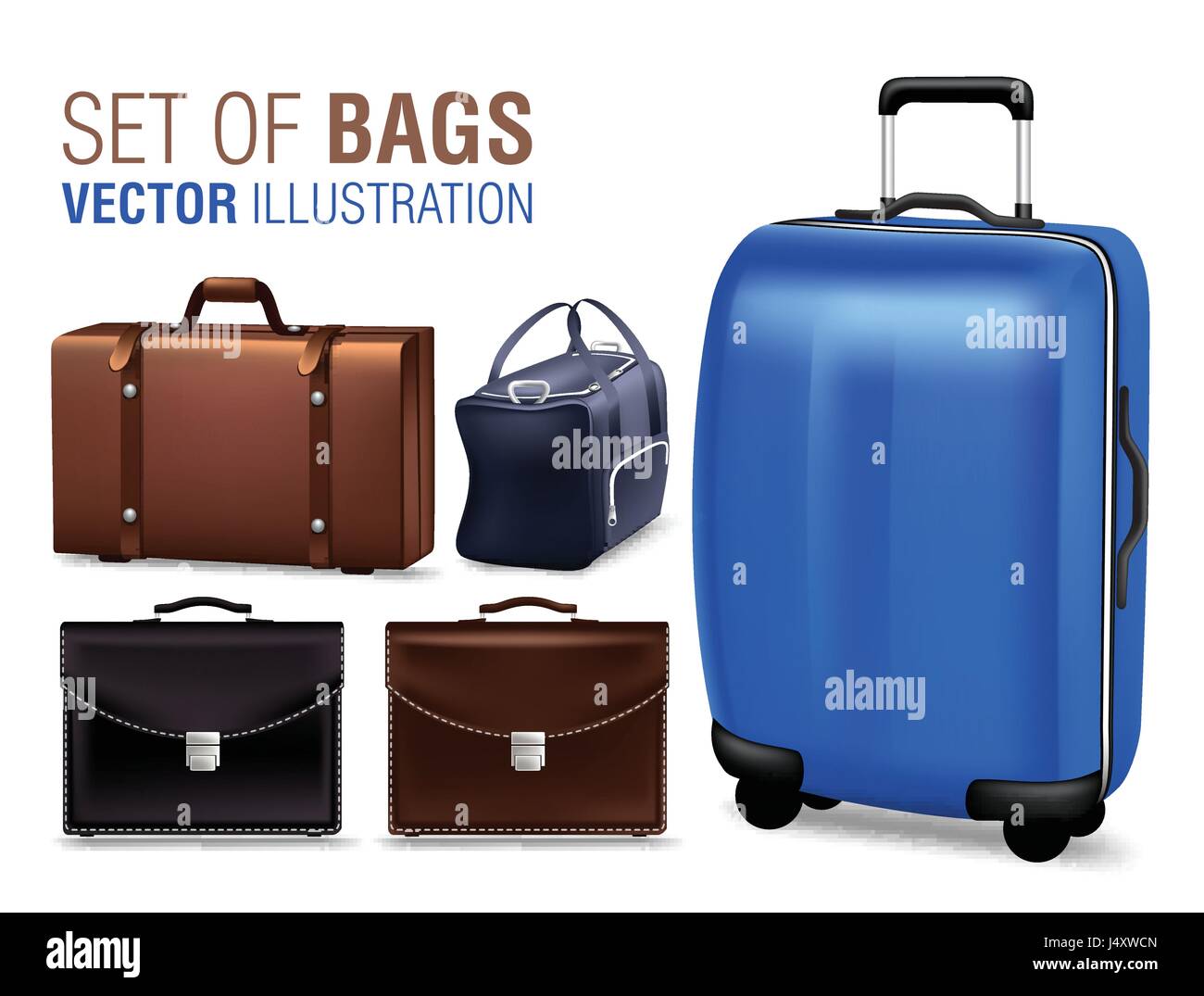 Vector Set of Traveling Bags and Briefcase for Design Elements. Vector ...