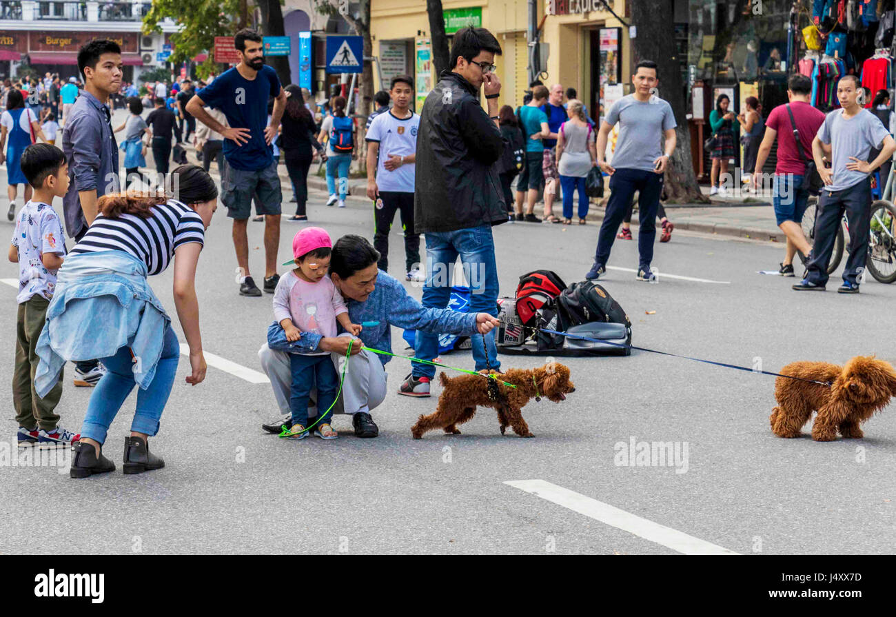 Street life in Hanoi in the Northern Vietnam Stock Photo