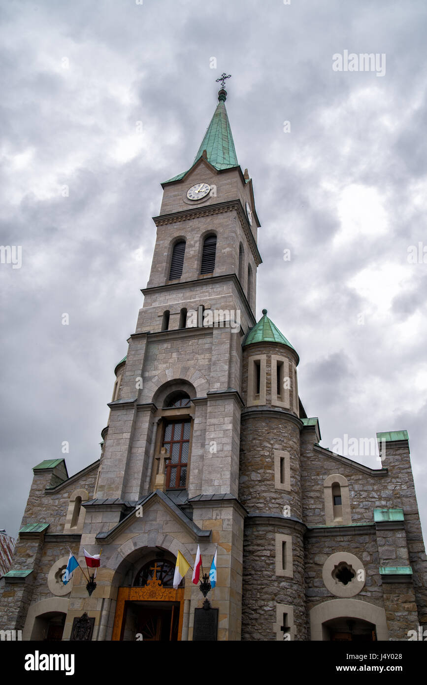 Catholic Holy Family Church in Krupowki Street in Zakopane, Poland MAY 2017 Stock Photo