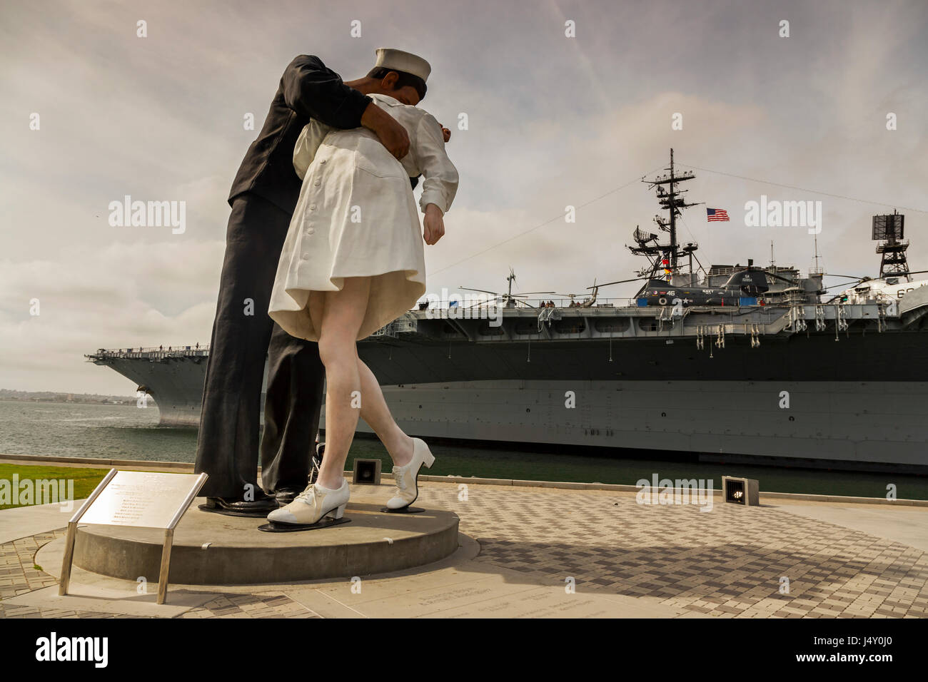 Giant Sailor Statue in front of USS Midway Maritime Museum San Diego