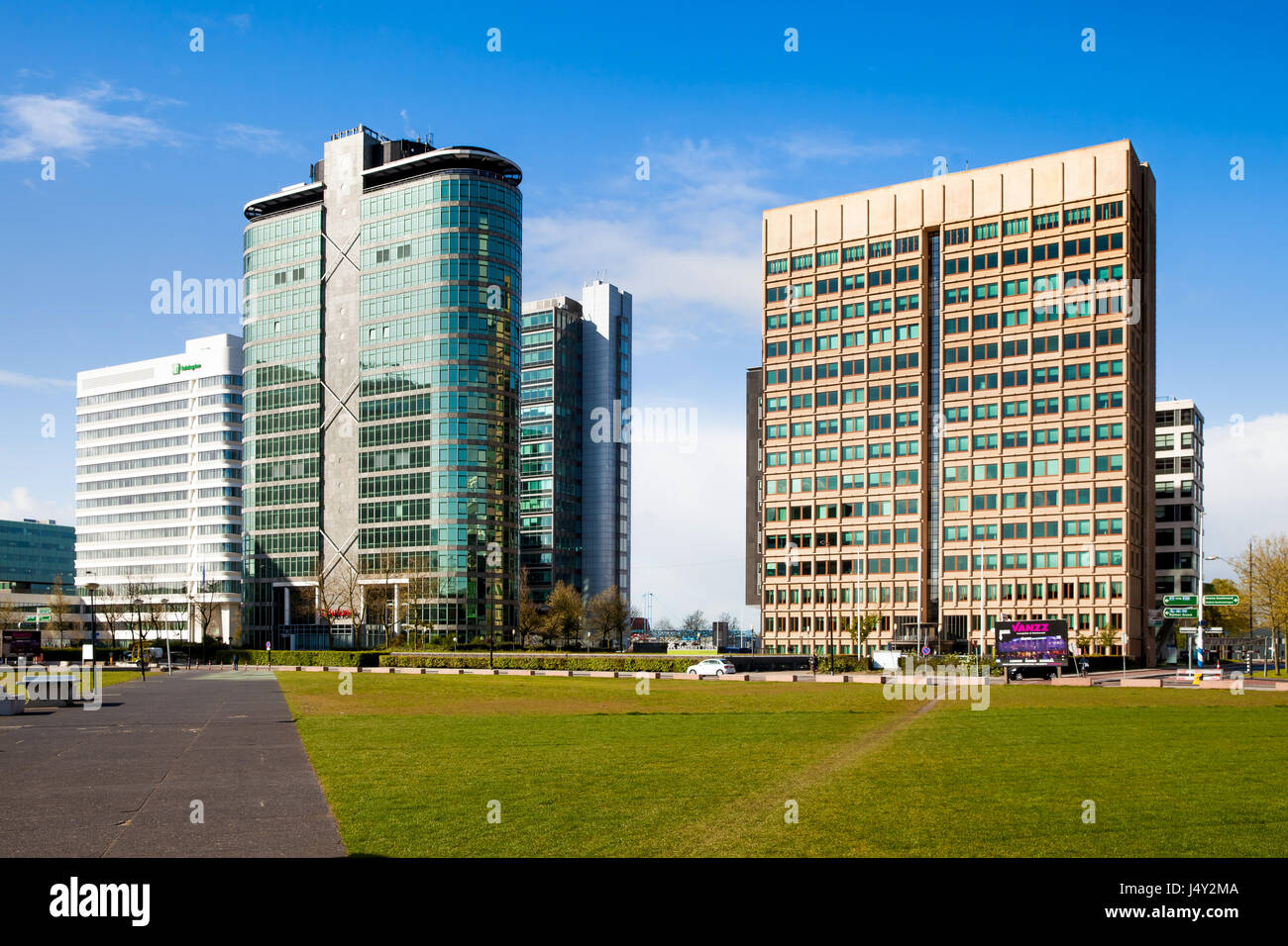 Amsterdam, Netherlands - April, 2017: Business district with office ...