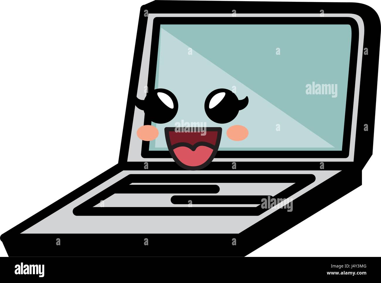 Laptop Kawaii Cartoon Funny Cute Stock Photos & Laptop Kawaii Cartoon ...
