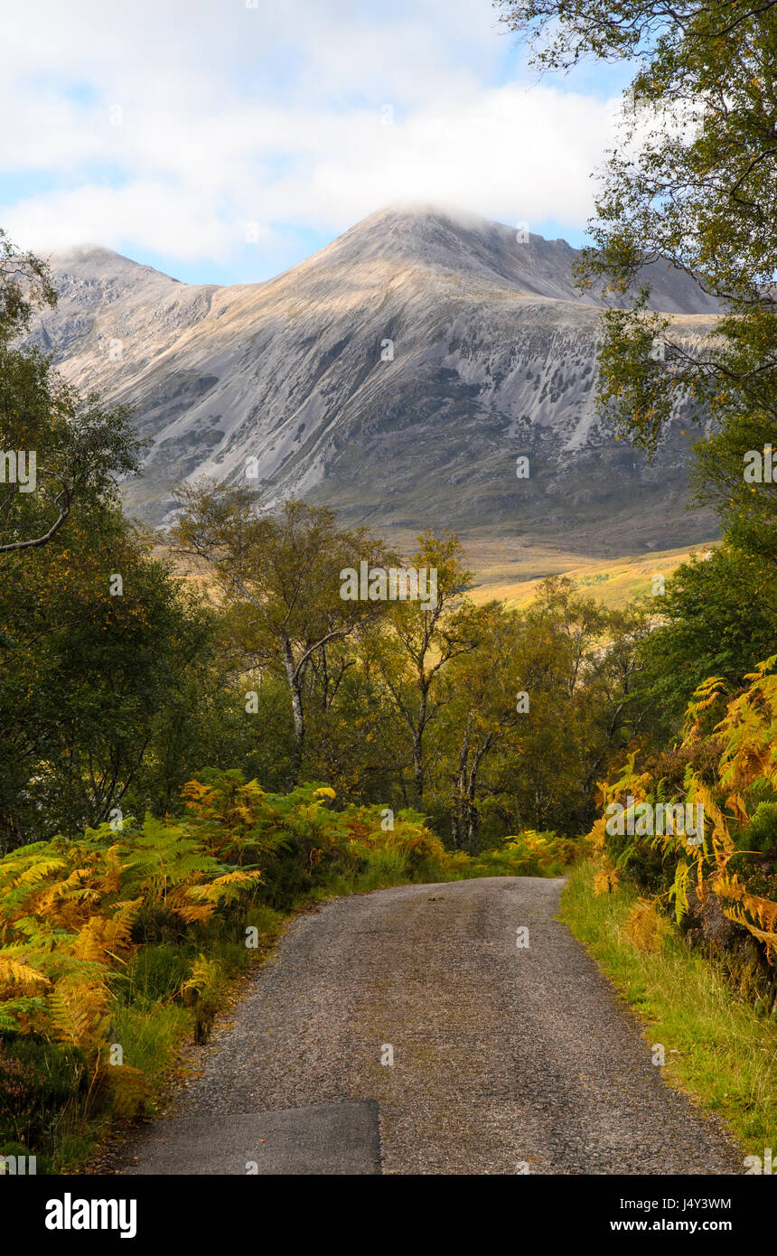 The bare rocky summit of Beinn Eighe mountain in the Torridon Hills