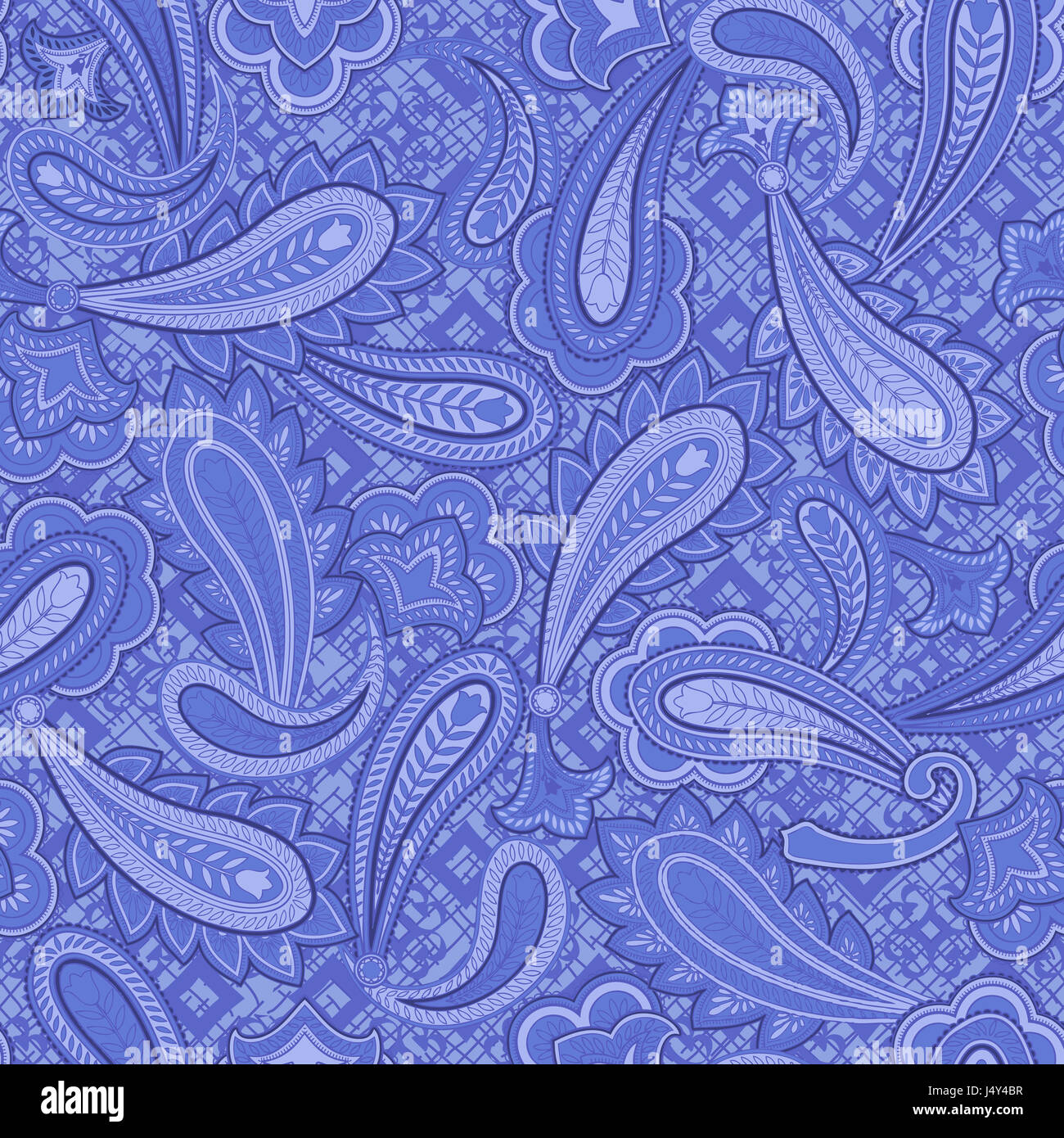 Seamless blue paisley background pattern illustration Stock Photo Alamy