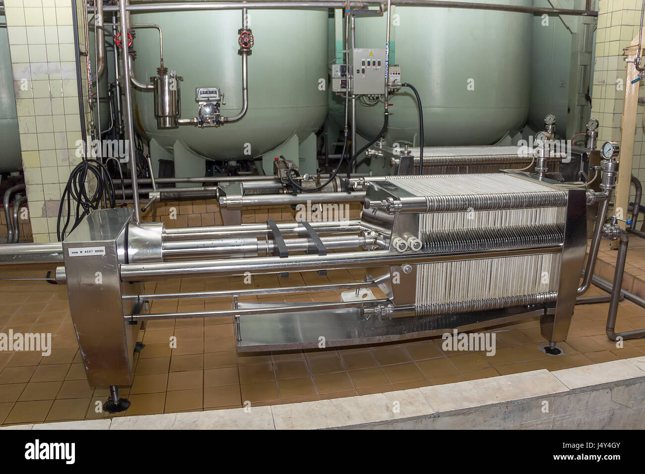 Industrial filter, cold cleaning of wine in the factory Stock Photo Alamy