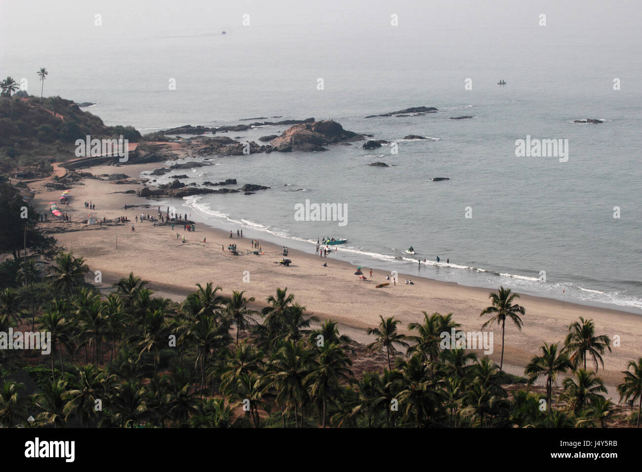 View of Vagator beach from Chapora Fort, Goa, India Stock Photo