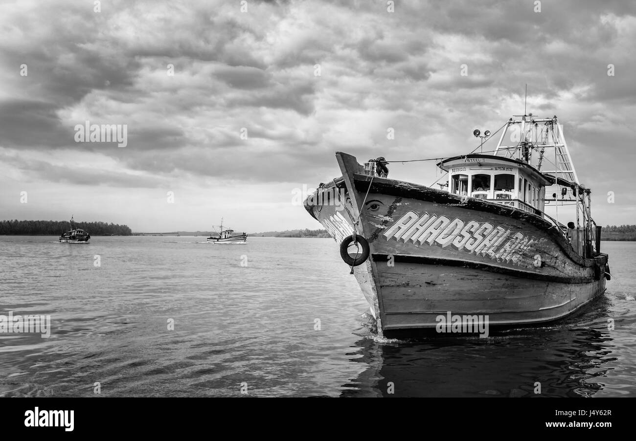 Return from fishing in Black and White Stock Photos & Images - Alamy