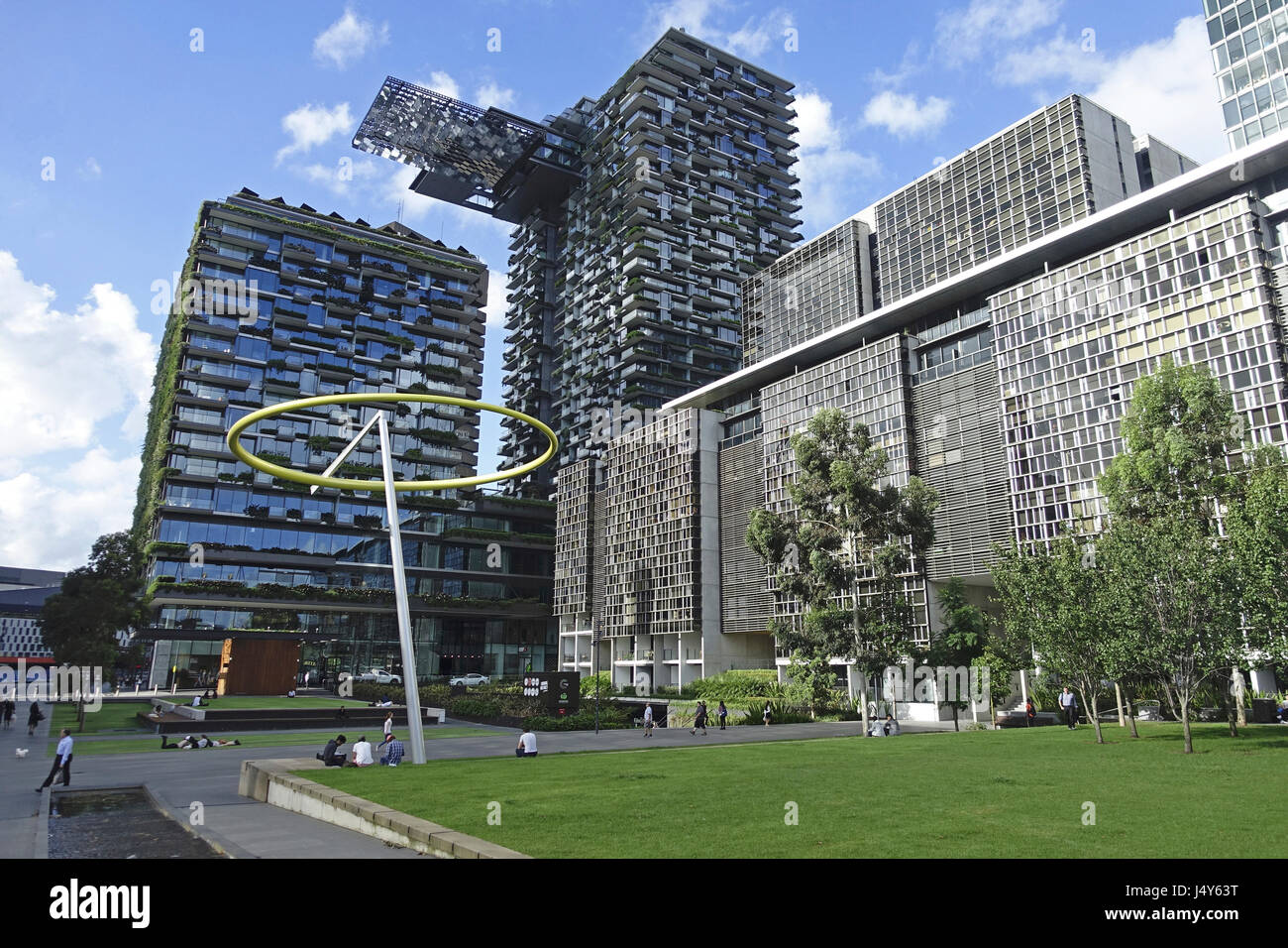 Central Park, Sydney, Australia. 'One Central Park', designed by French architect Jean Nouvel, has hanging vertical gardens and a cantilevered section Stock Photo