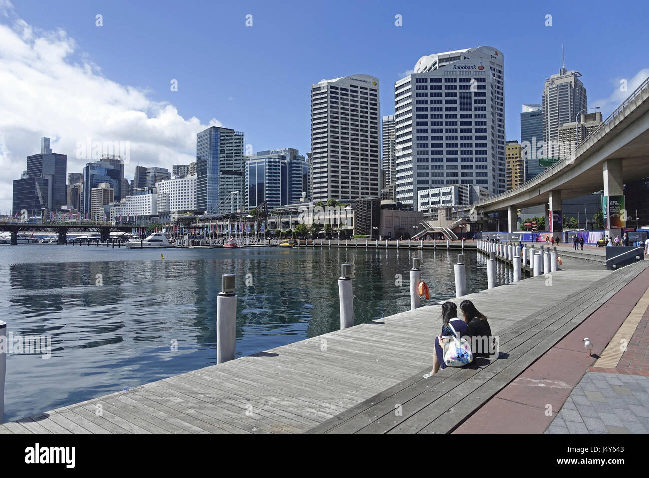 View looking across Cockle Bay towards the centre of Sydney. The bay forms part of Darling Harbour, on the western side of the Sydney's city centre Stock Photo