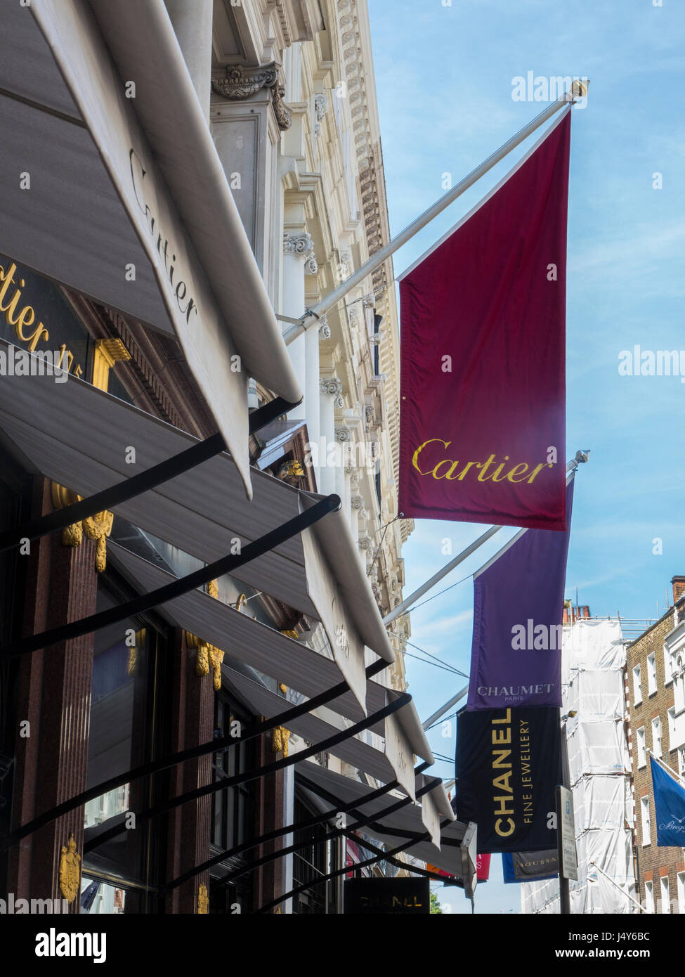 Exclusive Shopping In New Bond Street Showing Store Flags For