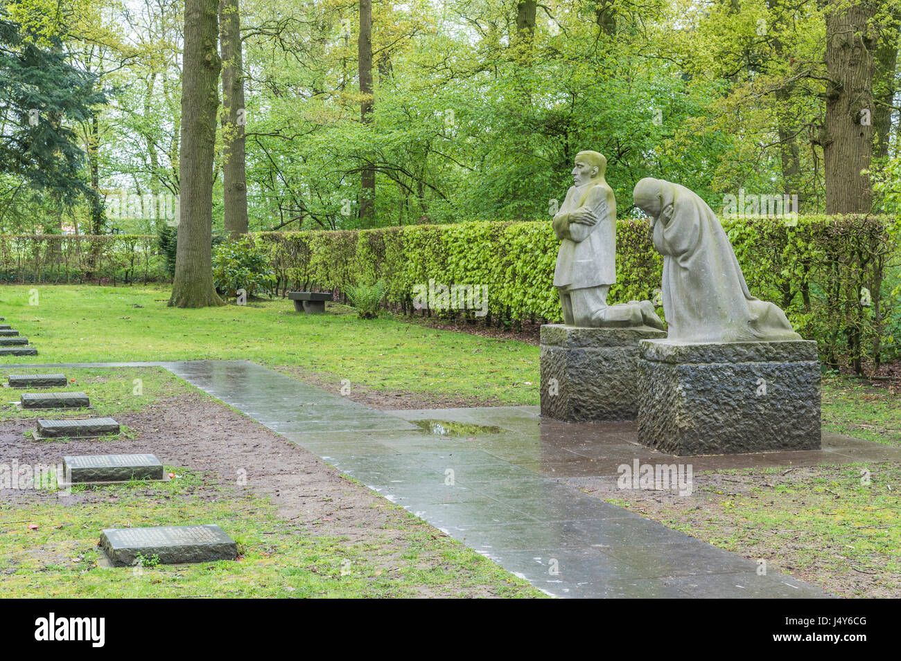 Brooding parents at the German First World War cemetery of Vladslo on the Belgium Salient Stock Photo