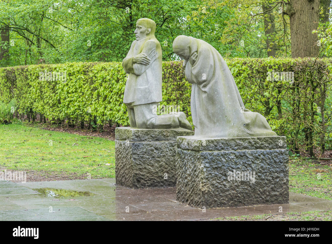 Brooding parents at the German First World War cemetery of Vladslo on the Belgium Salient Stock Photo