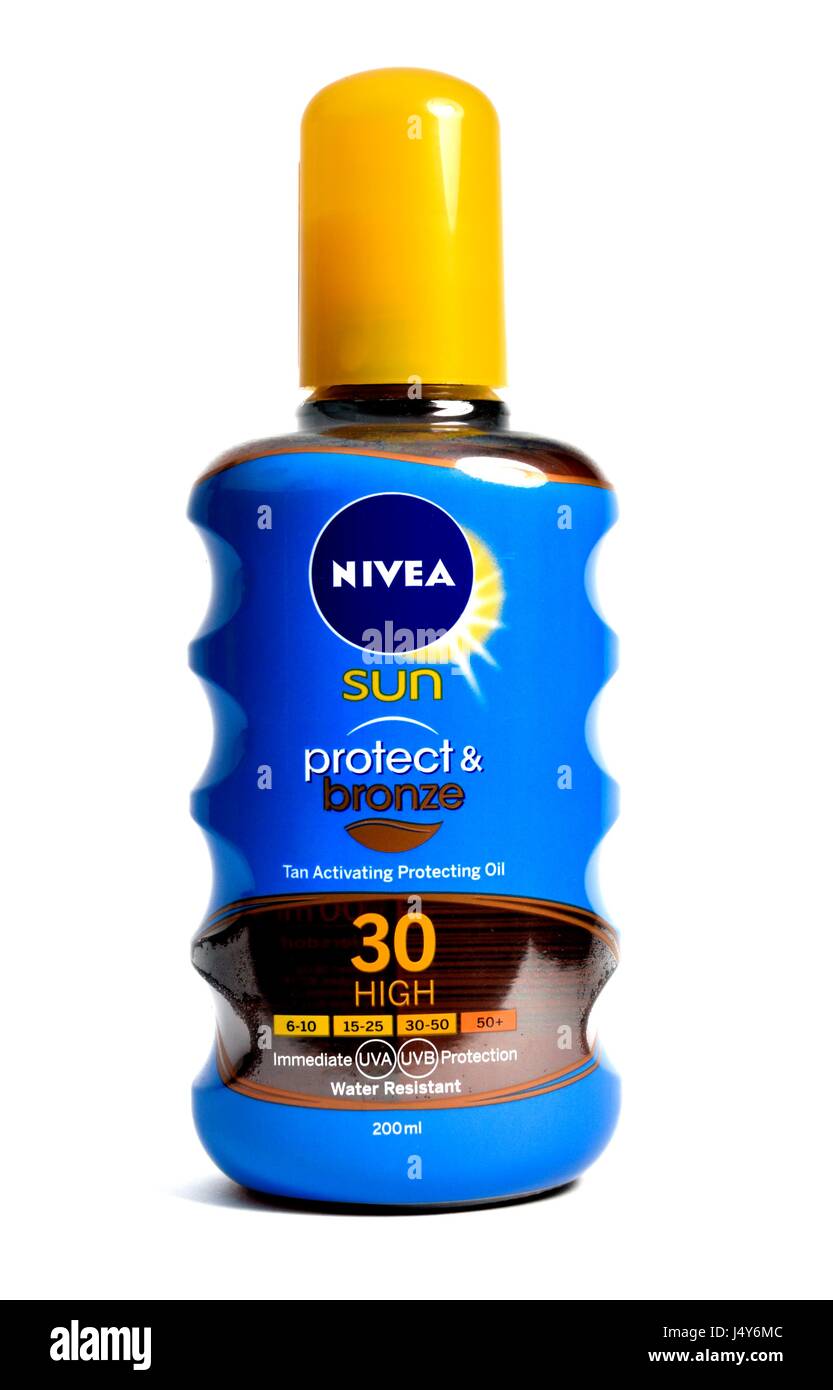 Nivea sun spray protection factor Cut Out Stock Images & Pictures - Alamy