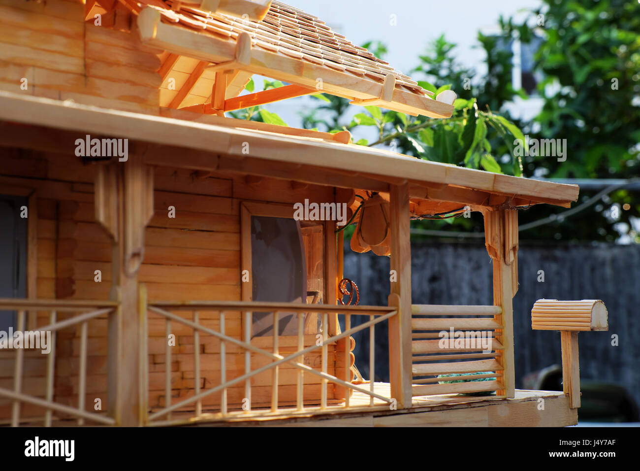 Amazing handmade product from tongue depressor stick, mini model house