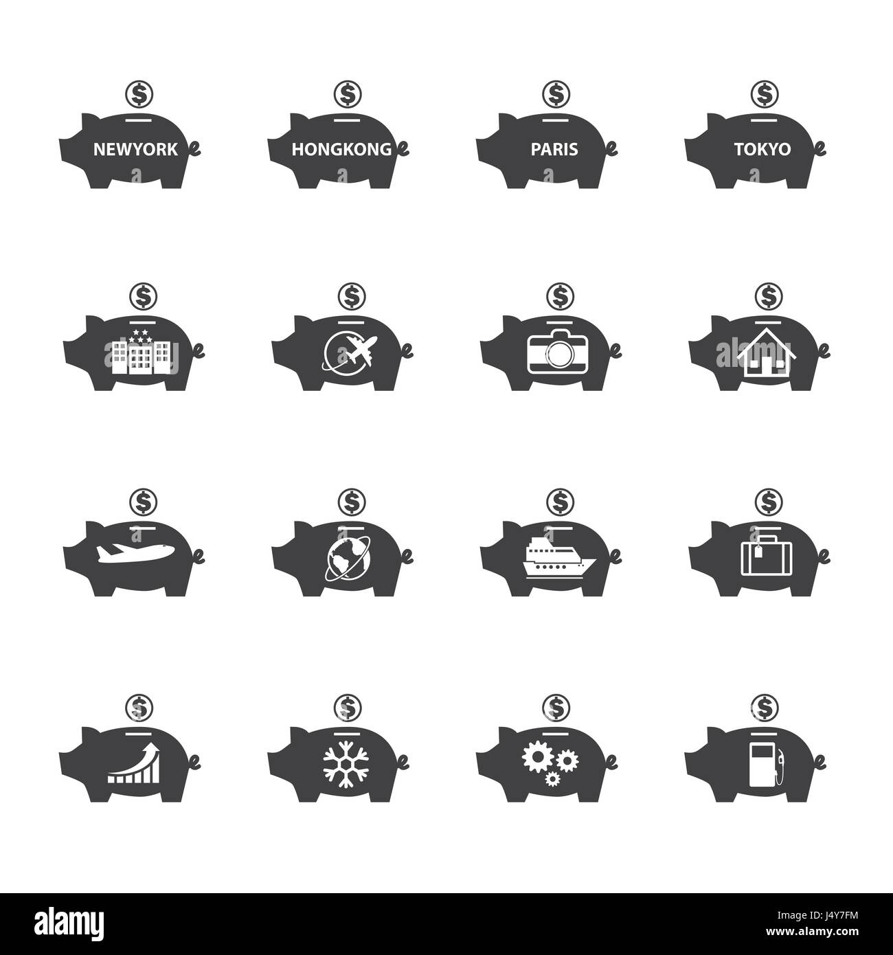 Piggy bank icon set. Money Saving Stock Vector Image & Art - Alamy