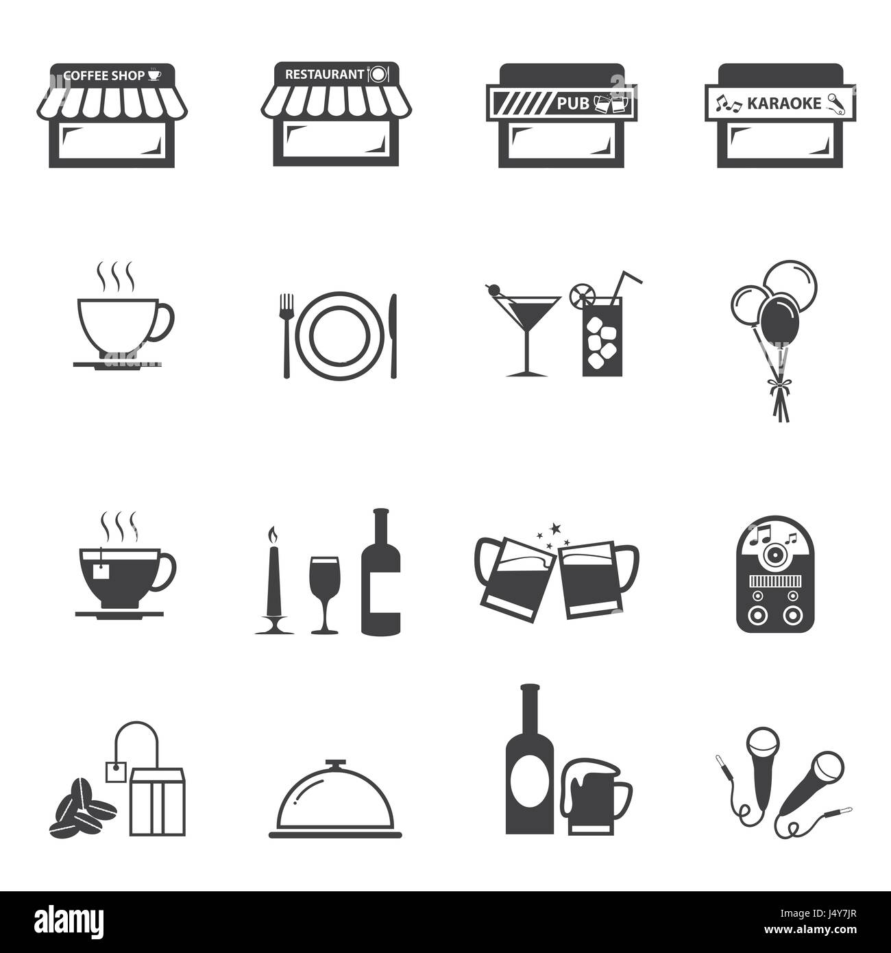 Cafe. Coffee shop and Restaurant icon set Stock Vector Image & Art Alamy