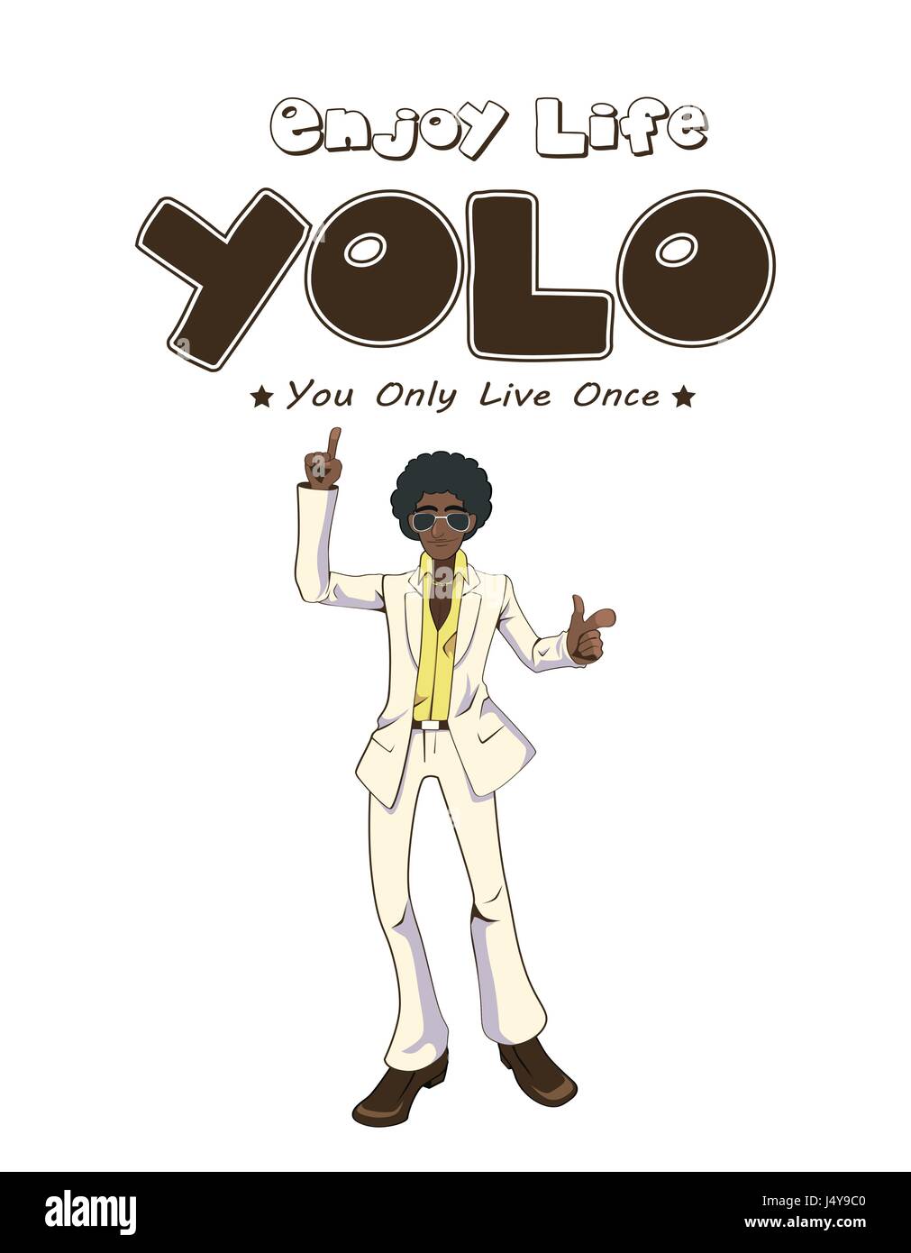 A vector illustration of You Only Live Once Poster With Dancing Man Stock Vector