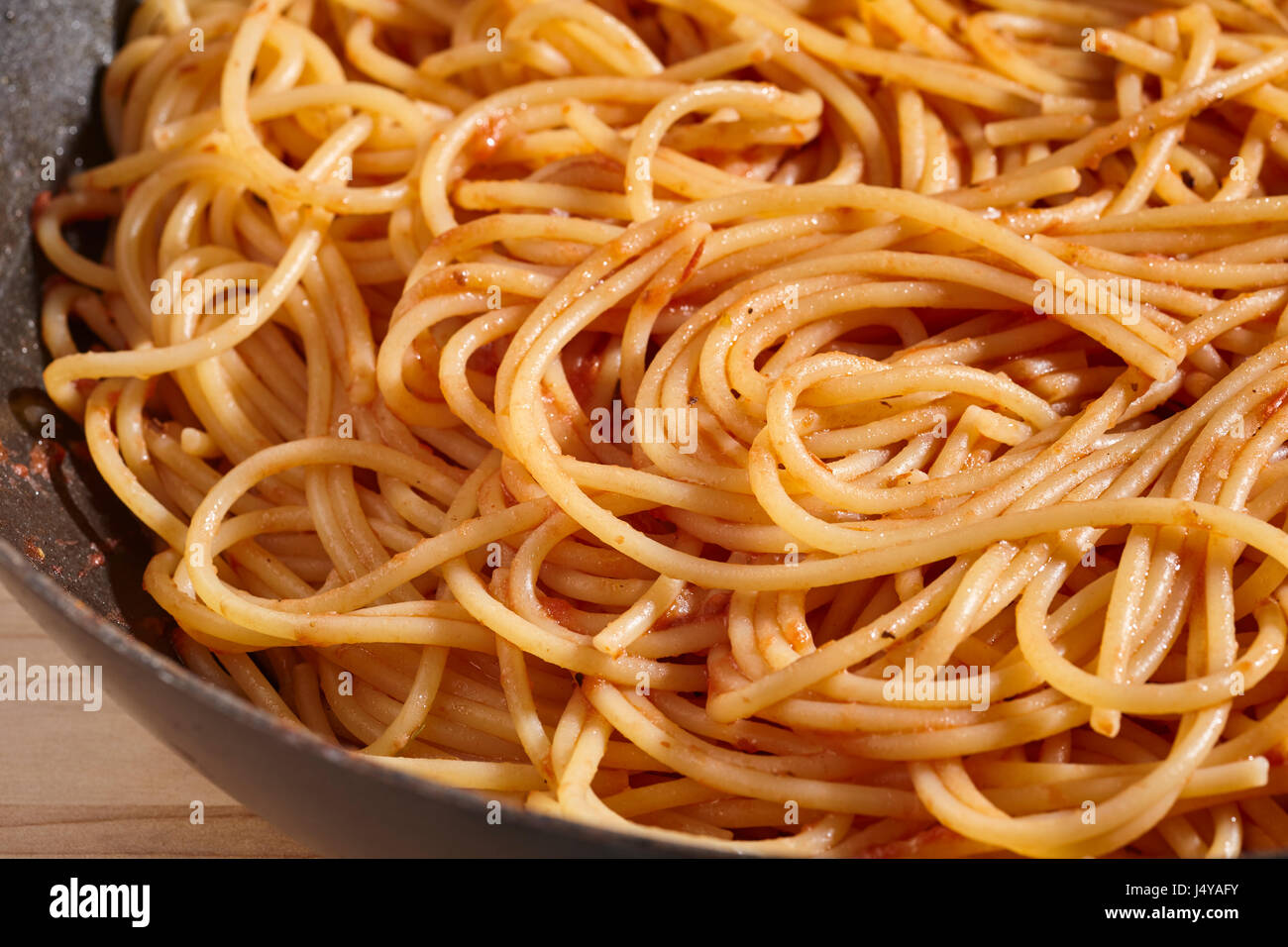 Spaghetti with tomato sauce, Italy's classic pasta dish Stock Photo