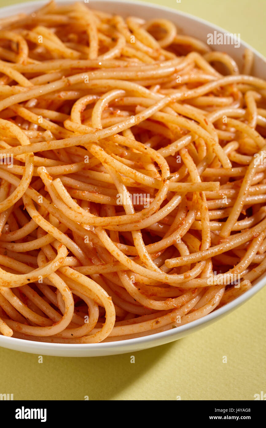 Spaghetti with tomato sauce, Italy's classic pasta dish Stock Photo