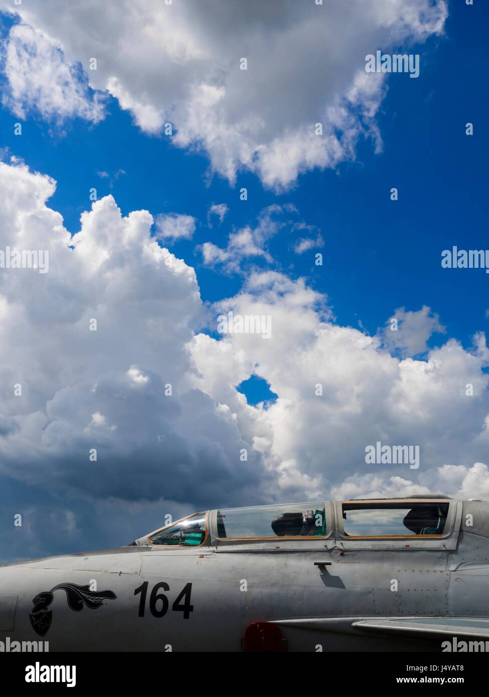 MiG-21 UM two-seater and sunshine cloudy sky Croatia Stock Photo
