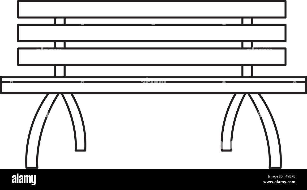 wooden standard bench, place for sitting outline Stock Vector Image