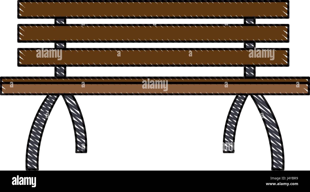 wooden standard bench, place for sitting outline Stock Vector Image