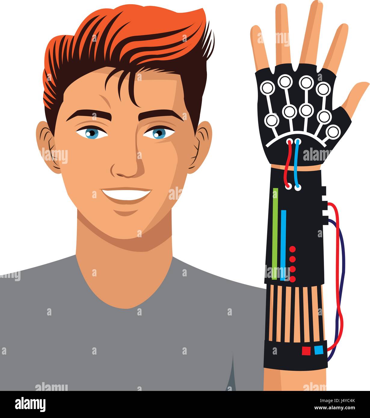 portrait young man vr technology device Stock Vector Image & Art - Alamy