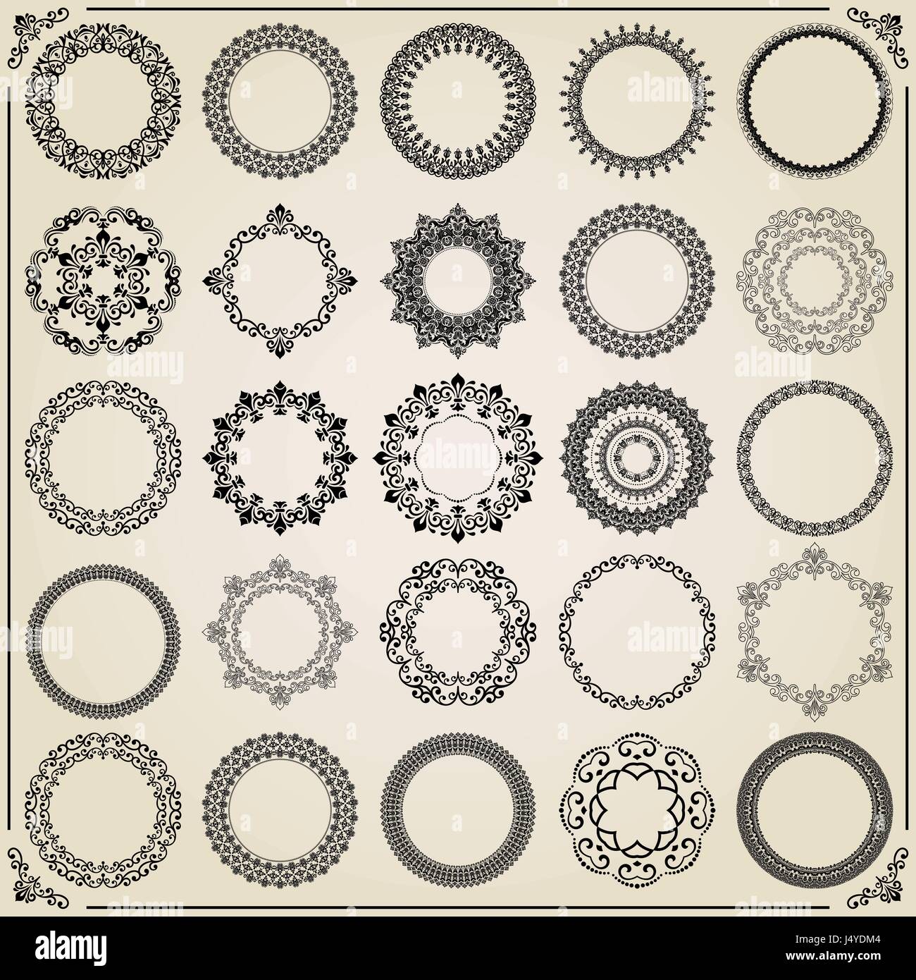 Vintage Set of Vector Round Elements Stock Vector Image & Art - Alamy