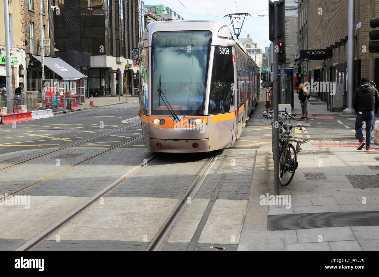 LUAS urban public transport light rail tram system, city of Dublin
