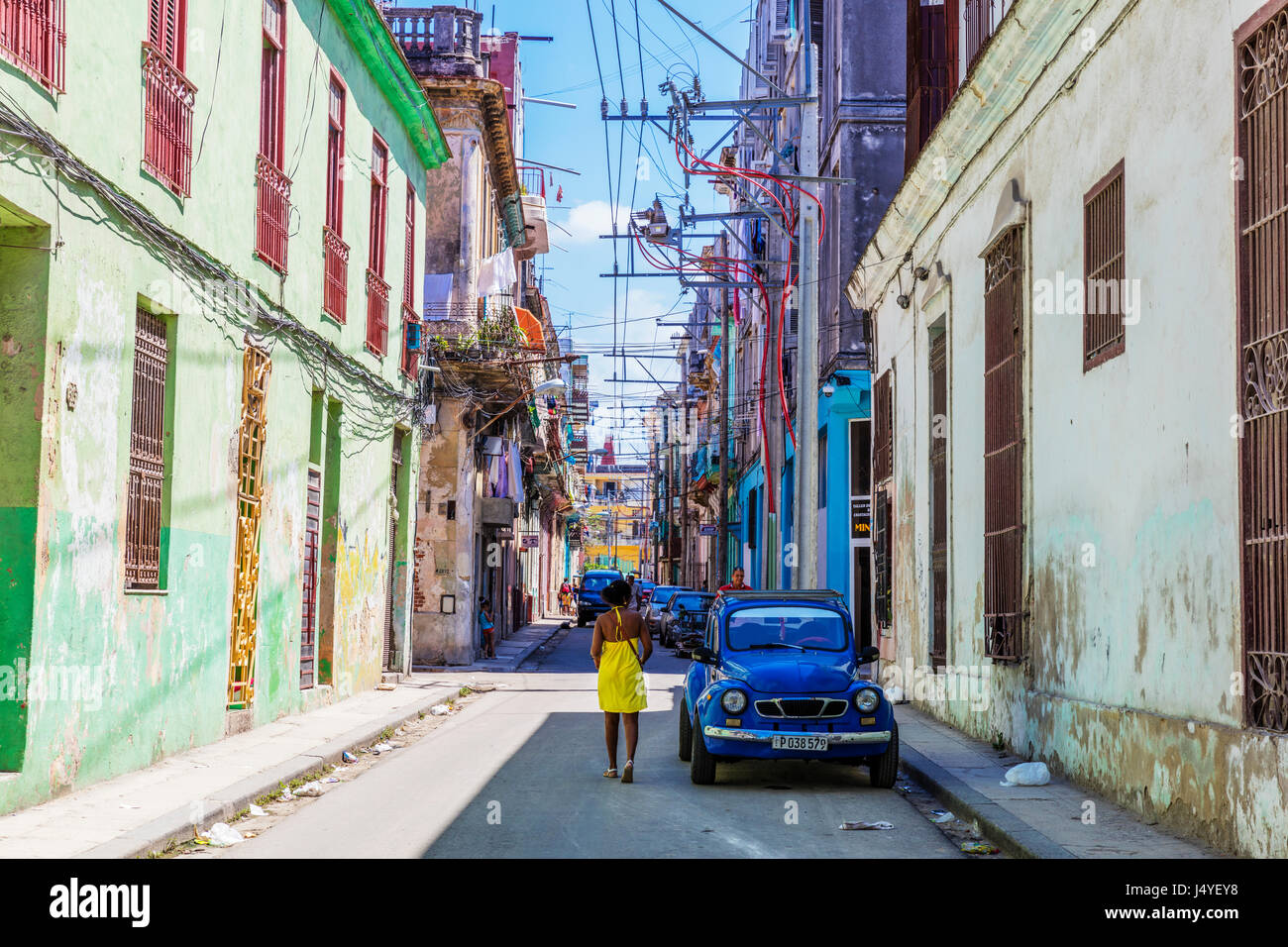 Havana city street Cuba La Habana city Cuban streets city dilapidated buildings Havana Cuba Havana Cuban capitol city architecture, buildings, capital Stock Photo