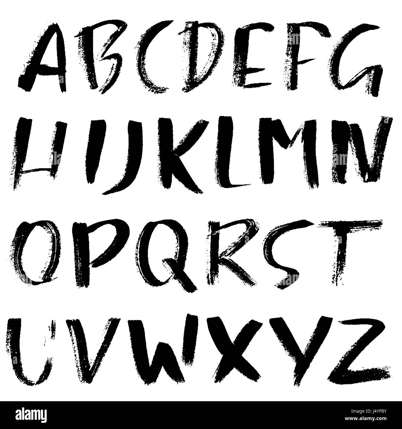 Hand drawn dry brush font. Modern brush lettering. Grunge style ...