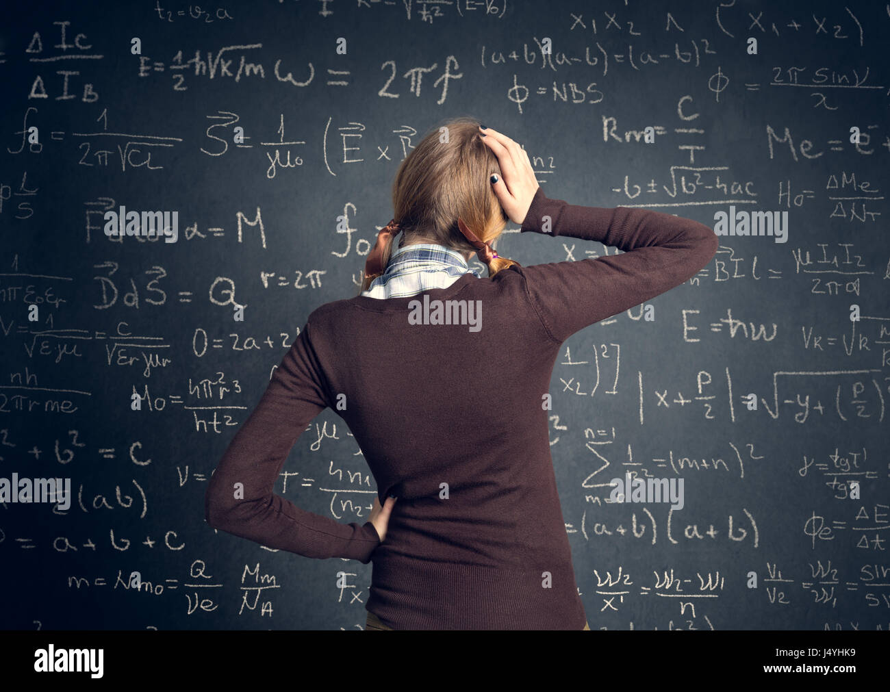 worry student have a problem with mathematics Stock Photo