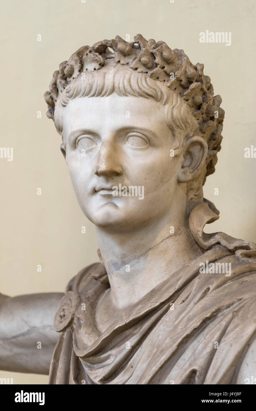 Rome. Italy. Seated statue of Roman Emperor Tiberius, 1st century AD