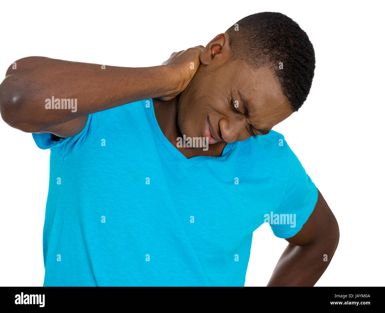 Straining Neck Angry Closeup portrait, really stressed, unhappy young handsome man with ...