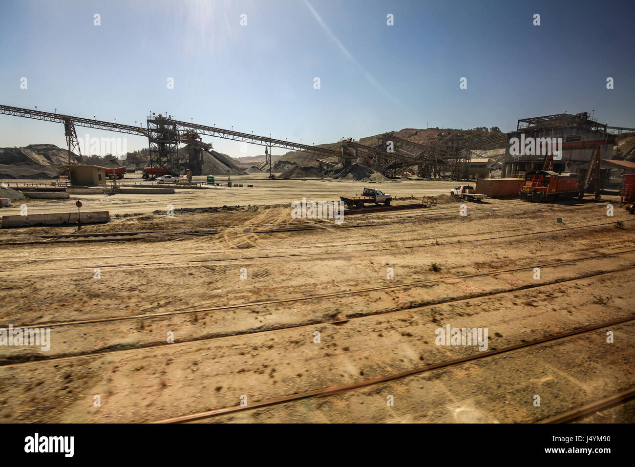 A construction site with a lot of dirt and travelators Stock Photo