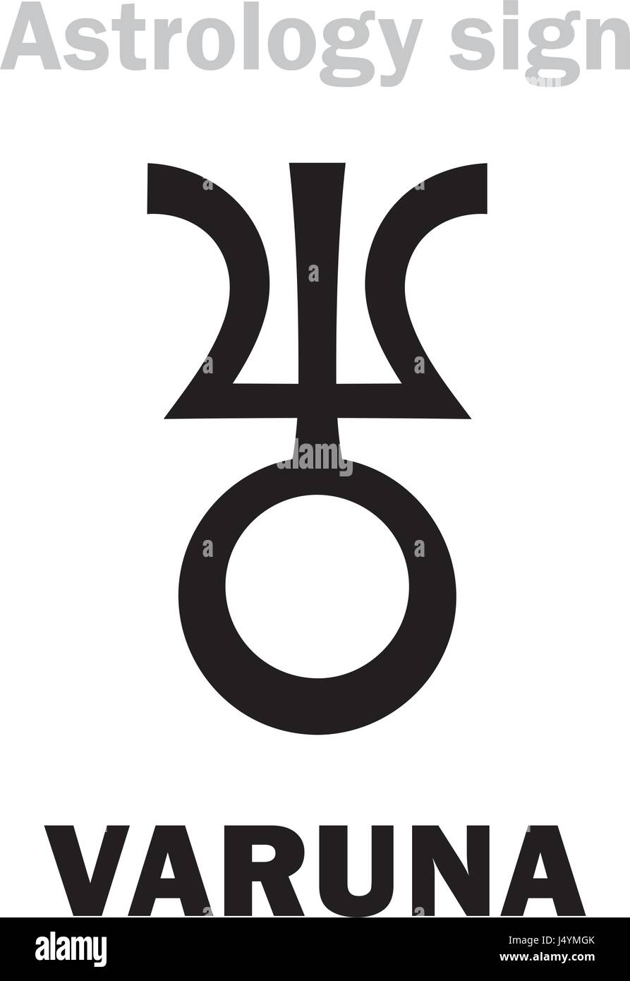 Astrology Alphabet: VARUNA, massive trans-neptunian planetoid. Hieroglyphics character sign (single symbol). Stock Vector