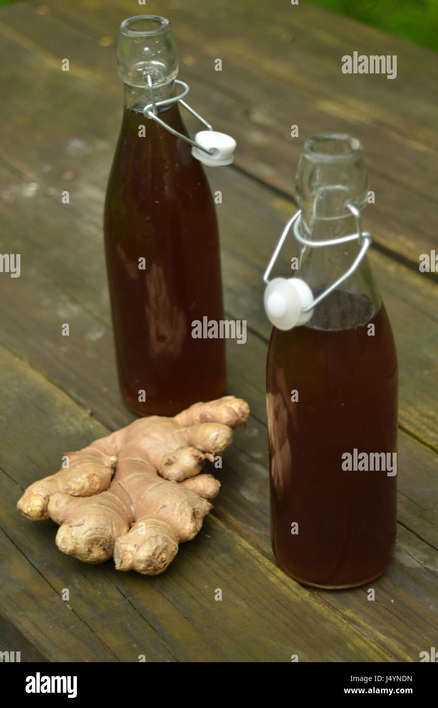 ginger root soda, ginger beer, kombucha Stock Photo Alamy