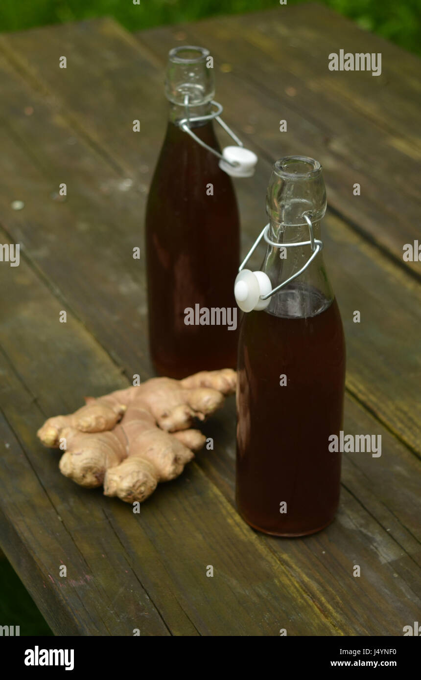 ginger root soda, ginger beer, kombucha Stock Photo